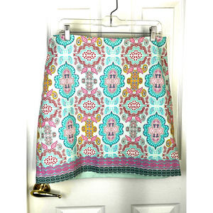 Talbots paisley print skirt in seafoam green and pink, size 10